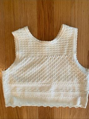 Cream Knit Cropped Tank Top